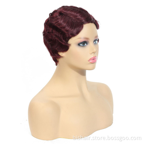 High Quality Wholesale Women'S Full Machine Made Wigs 100% Body Wave Human Hair Wigs Black Color